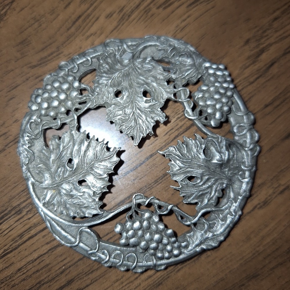 Vintage Rawcliffe Pewter Grapes Vine Potpourri Jar Lid Topper Replacement PC2919